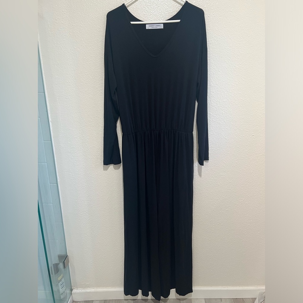 Sonnet James Long Sleeve V Neck Black Jumpsuit